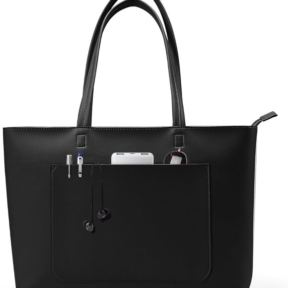 Work Tote Bag Vegan Leather Waterproof Large Office Travel Slim - Picture 1 of 7